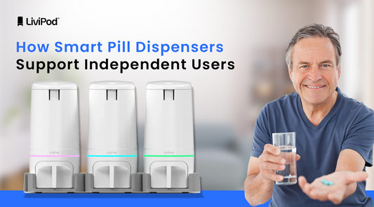 LiviPod smart pill dispenser - pill dispenser with app and medication reminder for seniors living independently