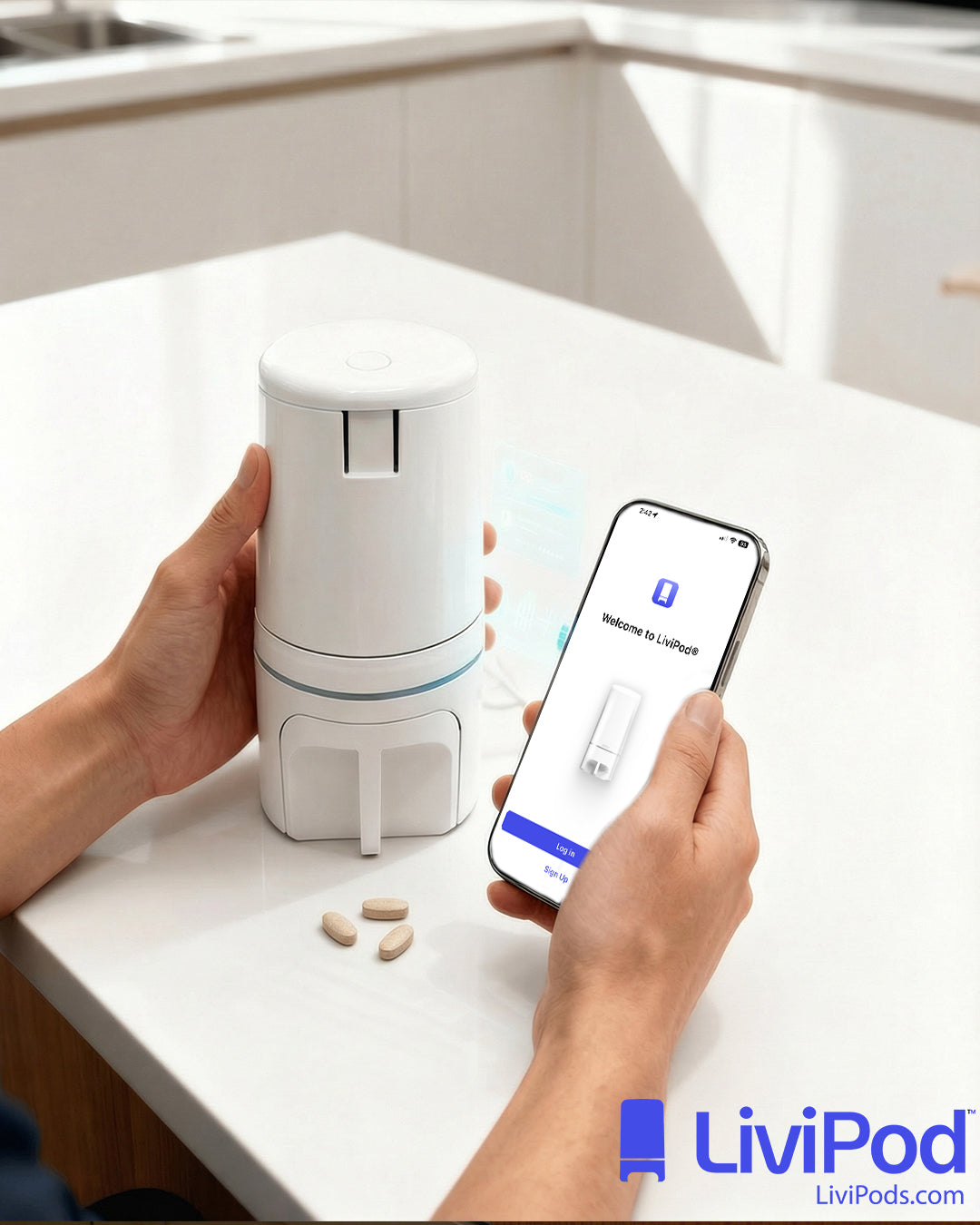 LiviPods Automatic Pill Dispenser (3 Pack) with App Tablet Reminders for Independent Users, Seniors and Caregivers