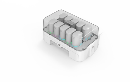 LiviPod™ Base Station interior showing dispense drawer and pod slots for daily medication management